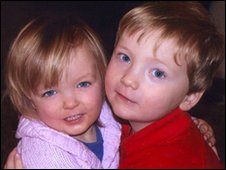 Image of three-year-old Harry and two-year-old Elise Donnison 