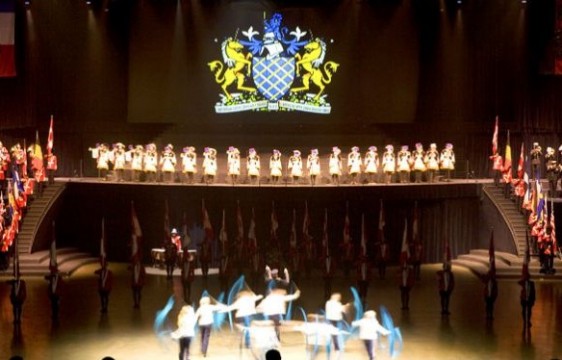 The stage at  Royal Nova Scotia International Tattoo, Halifax, where the queen was going to appear.