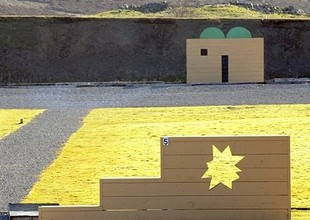 Example of a replica cut out mosques in target practice that have outraged the Muslim community : Image by : North News & Pictures Ltd