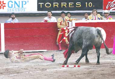 Moment, world famous Spanish matador gets critically gored in the thigh severing his feminal artery