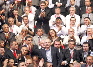 Kilicdaroglu at the CHP General Assembly where he is the sole candidate