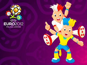 Twin football players, Slavek & Slavko, the Euro 2012 mascots