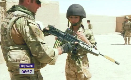 Cherly Cole in Afghanistan : Is this a flower? No it's a rifle
