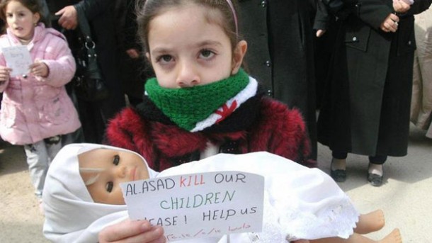 A Syrian girl takes part in a protest against the President Bashar al-Assad regime in Damascus on last Sunday.