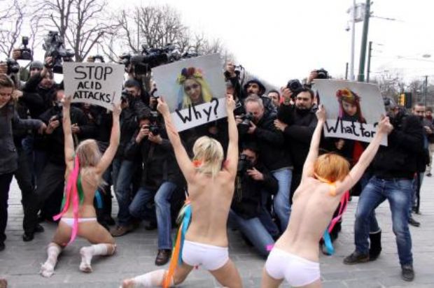 FEMEN protest in front of Hagia Sophia in Istanbul 