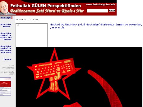 Redhack declared their sucessful hacking of Fethullah Gülen's website via Twitter