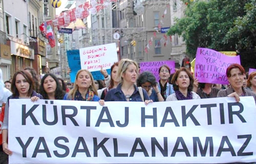 Abortion in Turkey : Punishable crime from now on..women holding a banner reads Abortion is a right cannot be banned. Abortion in Turkey : Punishable crime from now on..women holding a banner reads Abortion is a right cannot be banned.