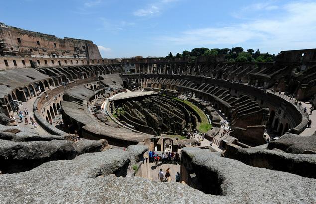 Colosseum in Rome has leaded on the one side Colosseum in Rome has leaded on the one side