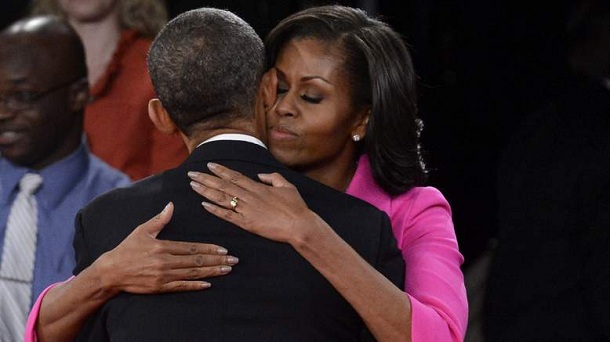U.S. President Barack Obama and first lady Michelle Obama embrace after a town hall style debate at Hofstra University October 16, 2012 in Hempstead, New York. During the second of three presidential debates, the candidates fielded questions from audience members on a wide variety of issues. U.S. President Barack Obama and first lady Michelle Obama embrace after a town hall style debate at Hofstra University October 16, 2012 in Hempstead, New York. During the second of three presidential debates, the candidates fielded questions from audience members on a wide variety of issues.