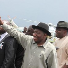 President Goodluck Jonathan responding to cheers from the crowd President Goodluck Jonathan responding to cheers from the crowd