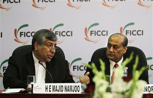 Iranian Energy Minister Majid Namjoo speaks during an interactive business meeting with Federation of Indian Chambers of Commerce and Industry members in New Delhi, India Iranian Energy Minister Majid Namjoo speaks during an interactive business meeting with Federation of Indian Chambers of Commerce and Industry members in New Delhi, India