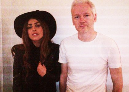 Lady Gaga Julian Assange visit : Smells like a fishy stunt ? The duo look like a Swedish Synth band Lady Gaga Julian Assange visit : Smells like a fishy stunt ? The duo look like a Swedish Synth band