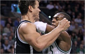 NBA, where brawls and fighting happens / Rondo attacks the guy Kardeshian was married to after Garnett was fouled, gets ejected along with Wallace item-thumbnail