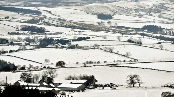 Snow covered fields in County Durham today after overnight snow. Snow covered fields in County Durham today after overnight snow.
