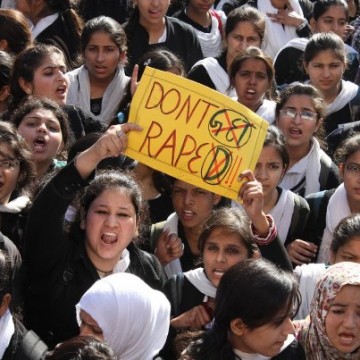 Girl students protesting in India against gang rape of a female student. File Pic