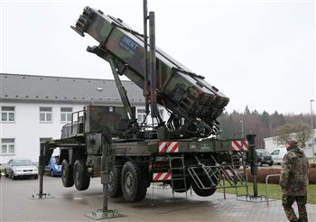 A PAC 3 patriot missile system, a surface-to-air missile system at the German Army Recknitztal barracks A PAC 3 patriot missile system, a surface-to-air missile system at the German Army Recknitztal barracks