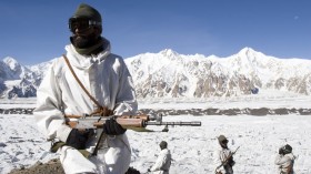 Indian soldier keeping a vigil in Siachen, world's highest batlefield. File pic