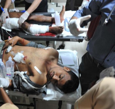 The injured in blasts in Hyderabad being shifted to hospital.