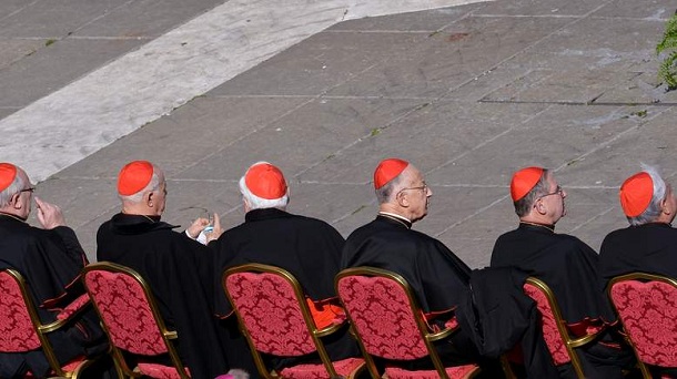 Cardinals take place at St Peter's square ahead of Pope Benedict XVI last weekly audience on February 27, 2013 at the Vatican. Pope Benedict XVI will hold the last audience of his pontificate in St Peter's Square on Wednesday on the eve of his historic resignation as leader of the world's 1.2 billion Catholics. Cardinals take place at St Peter's square ahead of Pope Benedict XVI last weekly audience on February 27, 2013 at the Vatican. Pope Benedict XVI will hold the last audience of his pontificate in St Peter's Square on Wednesday on the eve of his historic resignation as leader of the world's 1.2 billion Catholics.