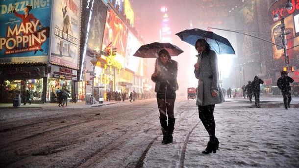 Two girls look for a taxi in the snow in Times Square in New York on February 8, 2013 during a storm affecting the northeast US. The storm was forecast to bring the heaviest snow to the densely-populated northeast corridor so far this winter, threatening power and transport links for tens of millions of people and the major cities of Boston and New York. New York and other regional airports saw more than 4,500 cancellations ahead of what the National Weather Service called "a major winter storm with blizzard conditions" along most of the region's coastline. Two girls look for a taxi in the snow in Times Square in New York on February 8, 2013 during a storm affecting the northeast US. The storm was forecast to bring the heaviest snow to the densely-populated northeast corridor so far this winter, threatening power and transport links for tens of millions of people and the major cities of Boston and New York. New York and other regional airports saw more than 4,500 cancellations ahead of what the National Weather Service called "a major winter storm with blizzard conditions" along most of the region's coastline.