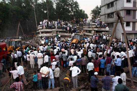 People watching rescue operation.