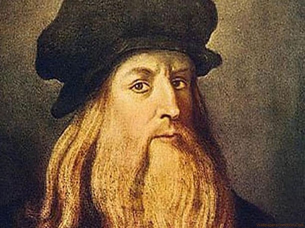 Målning med självporträtt av Leonardo da Vinci