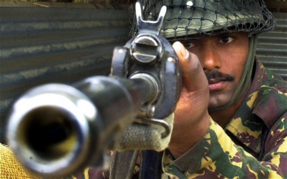 Indian soldier maintaining vigil during firefight: File Pic