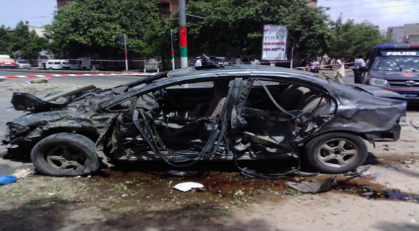 Car damaged in a blast in Pakistan: File Pic