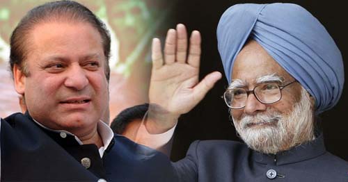 India PM Manmohan Singh and Pakistan PM Nawaz Sharif.