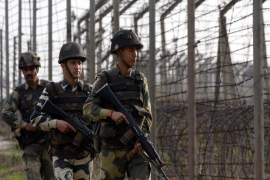 Indian soldiers patrol along LoC. File pic