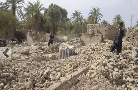 Houses flattened by quake in Pakistan’s Balochistan province.