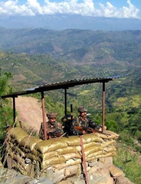 Indian soldiers manning a post along LoC. File Pic