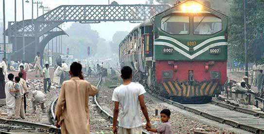 A train plying on a railway track in Pakistan. File Pic