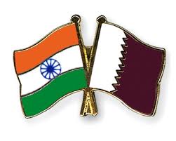 Flags of India and Qatar. 