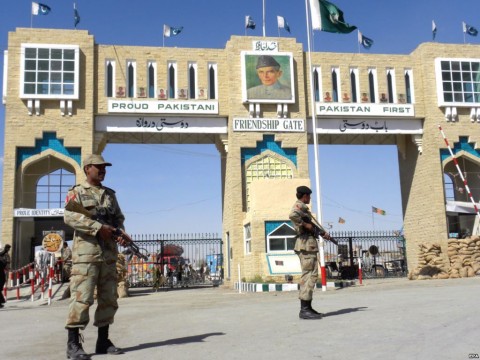 Pakistan security men manning border check-point. File pic