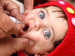 An infant being administered polio drops. File Pic