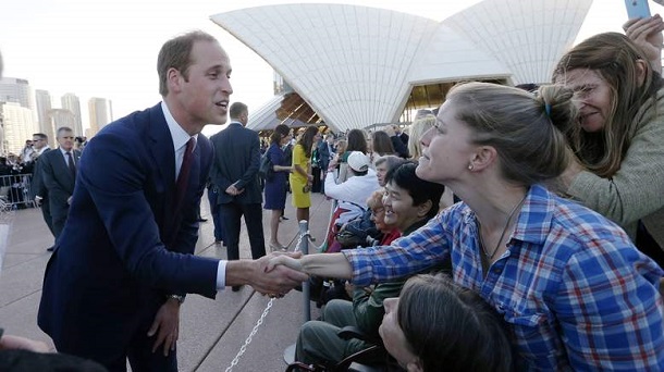 Britain's Prince William greets a well-wisher following a reception at the Sydney Opera House Britain's Prince William greets a well-wisher following a reception at the Sydney Opera House
