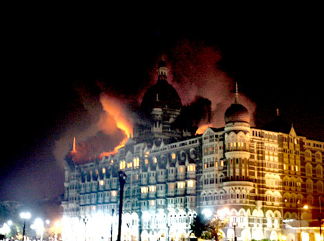 Hotel Taj in Mumbai caught fire during militant attack in 2008. File pic