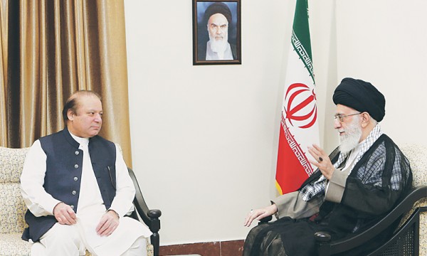 Pakistan PM Nawaz Sharif interacting with Iran’s supreme leader Ayatollah Syed Ali Khamenei.
