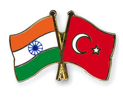 Flags of India and Turkey.