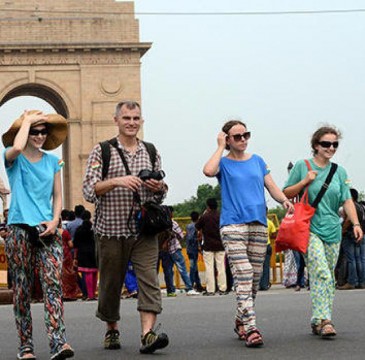Foreign tourists in India. File pic