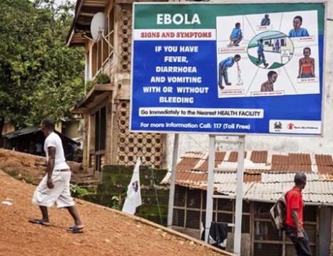 Signboards informing people about Ebola virus. File pic