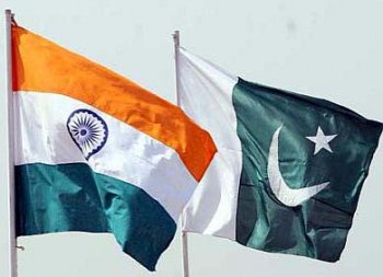 Flags of India and Pakistan. 