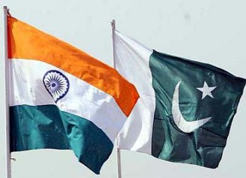 Flags of India and Pakistan.