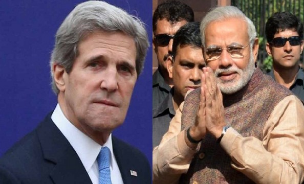 John Kerry and Indian PM Narendra Modi. 