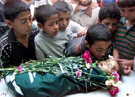 Palestinian boys mourn death of minor in Israeli attack. File Pic
