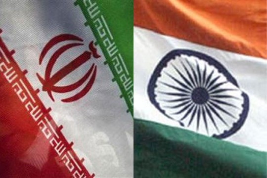 Flags of Iran and India. 