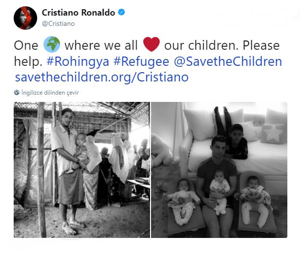 Cristiano Ronaldo voices support for Rohingya children