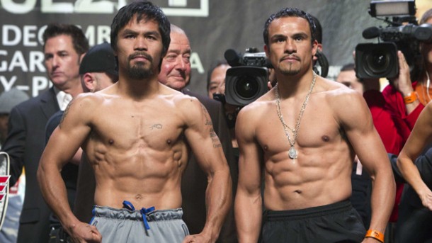 Meksikalı Marquez (sağda) rakibi Filipinli boksör Pacmanı yere serdi 