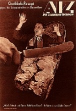 John Heartfield, Goebbels’ın Almanya’daki yiyecek kıtlığına karşı reçetesi-"Ne?Sofranızda domuz yağı ve tereyağı mı eksik? Yahudilerinizi yesenize!" (Goebbels- Rezept gegen die Lebensmittel not in Deutschland- Was? Schmalz und Butter fehlt beim Essen? Ihr könnt ja eure Juden fressen!), 24 Ekim 1935, AIZ.